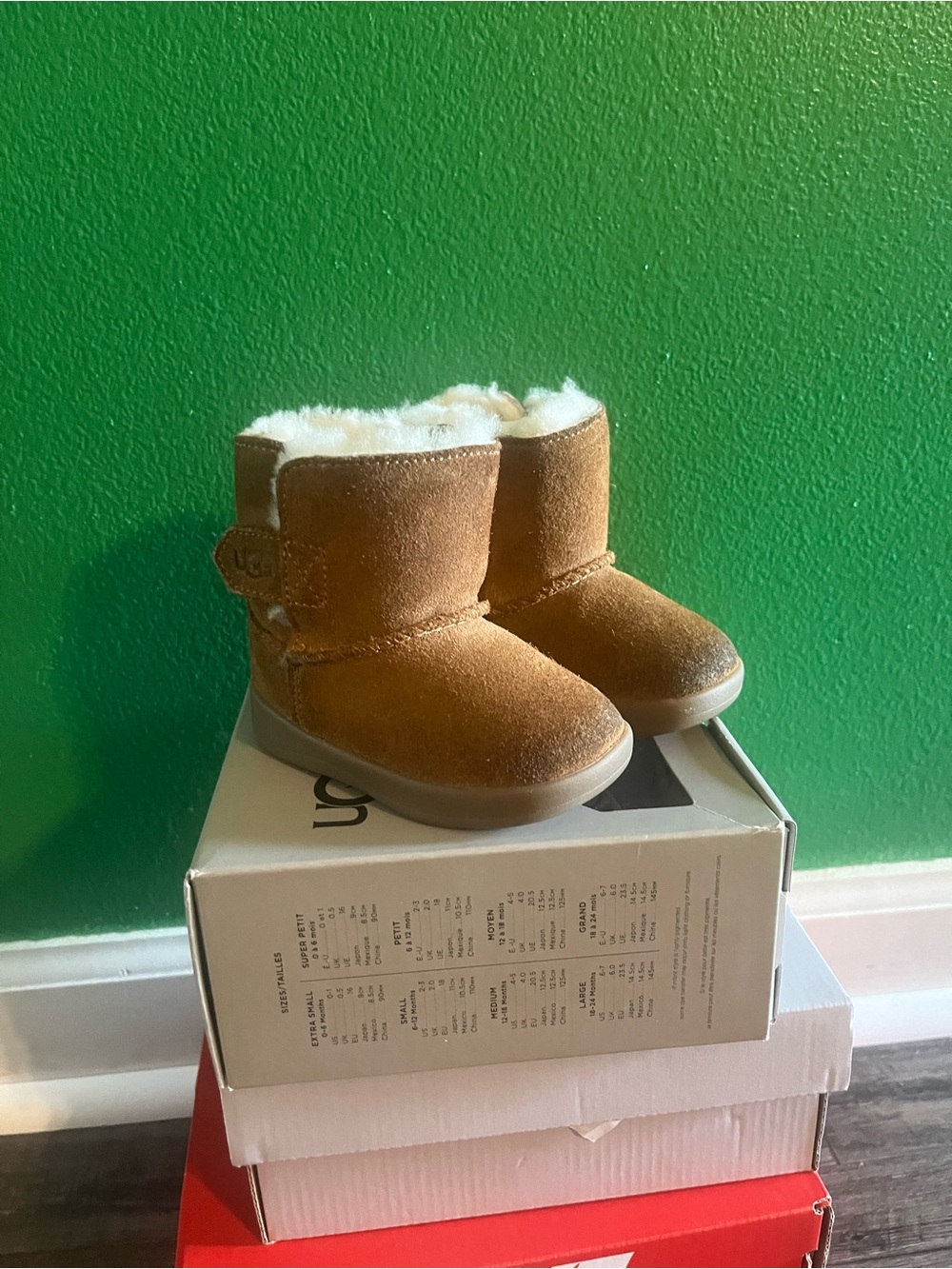 UGG Chestnut Suede Kids Short Shearling Boots